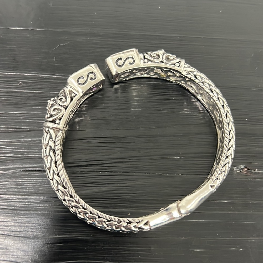 Silver tone Hinged Purple stone Bracelet - Picture 2 of 4